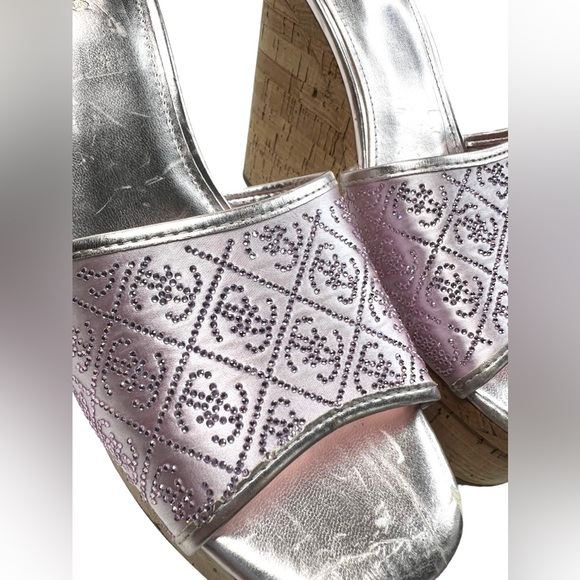 GUESS Womens Pink Cork 2" Platform Catiaee Toe Wedge Slip On Heeled Sandal 8.5 M - Picture 6 of 16